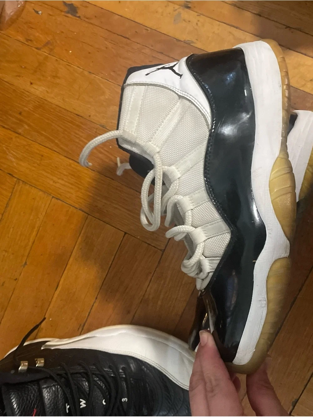 Jordan Men's Black and White High Top Sneakers